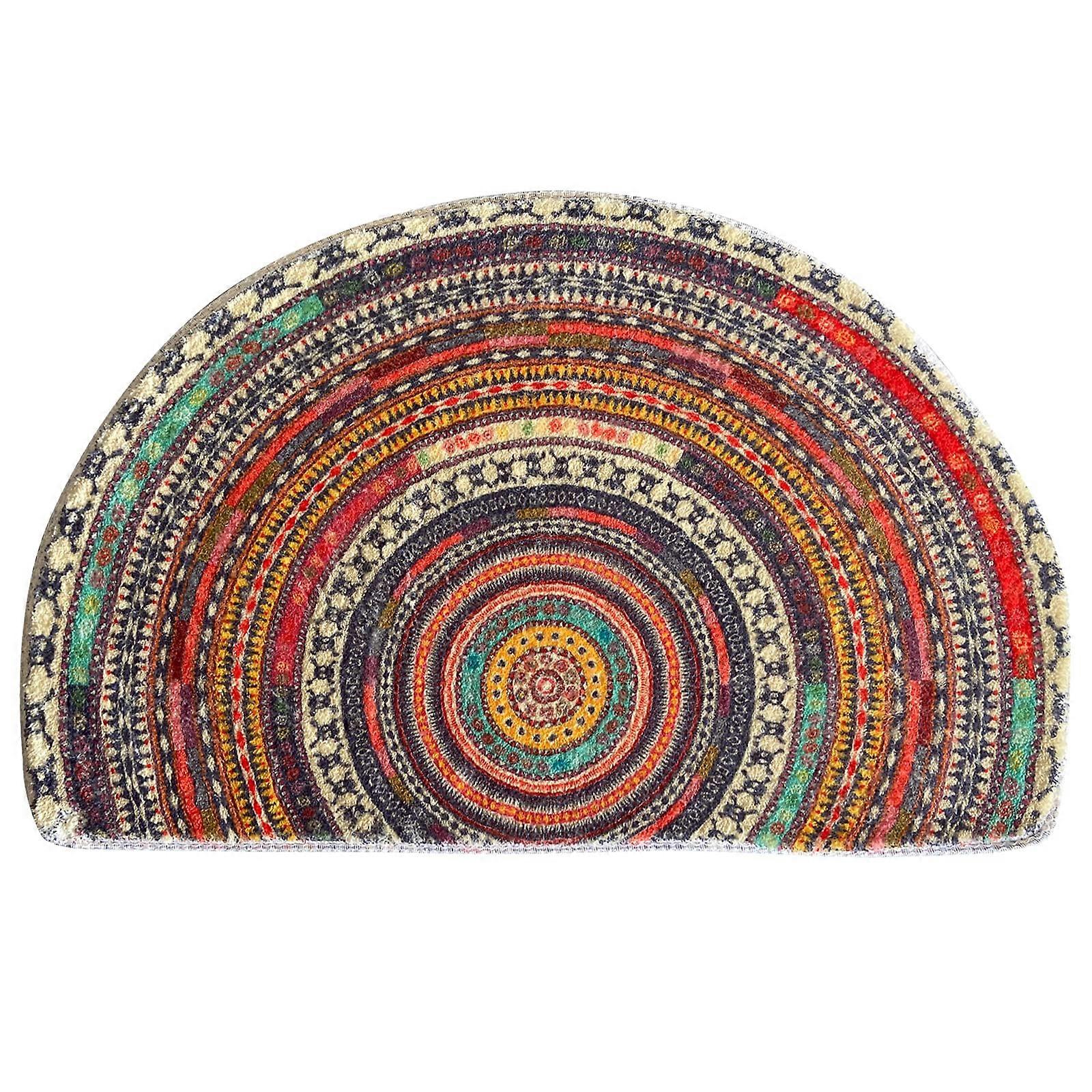 Halbrunde Fußmatte, halbrunder Badezimmerteppich, Mandala Bohemian Style rutschfeste Willkommenseingang absorbierende Badezimmermatte, Mikrofaser getufteter Innenteppich
