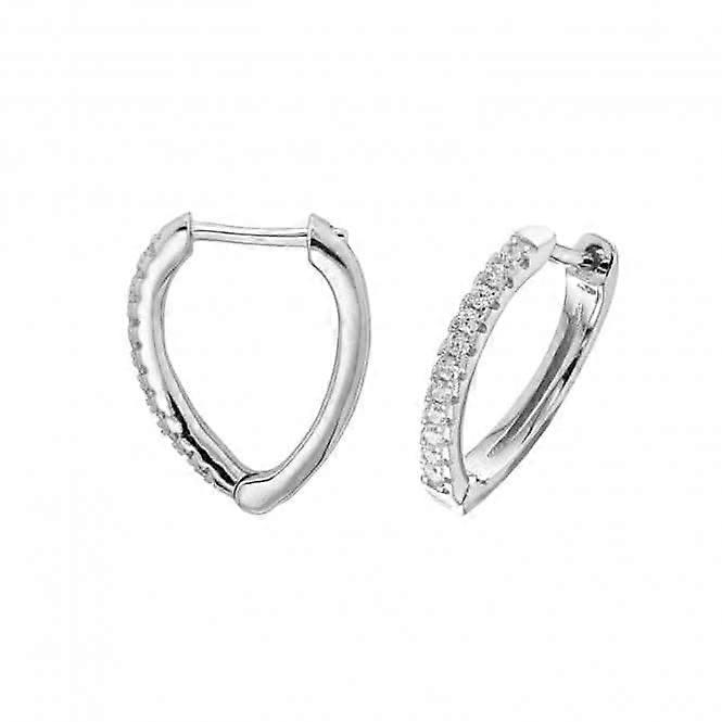 Acotis Silver Earrings Rhodium Plated Hinged Zirconia G51204