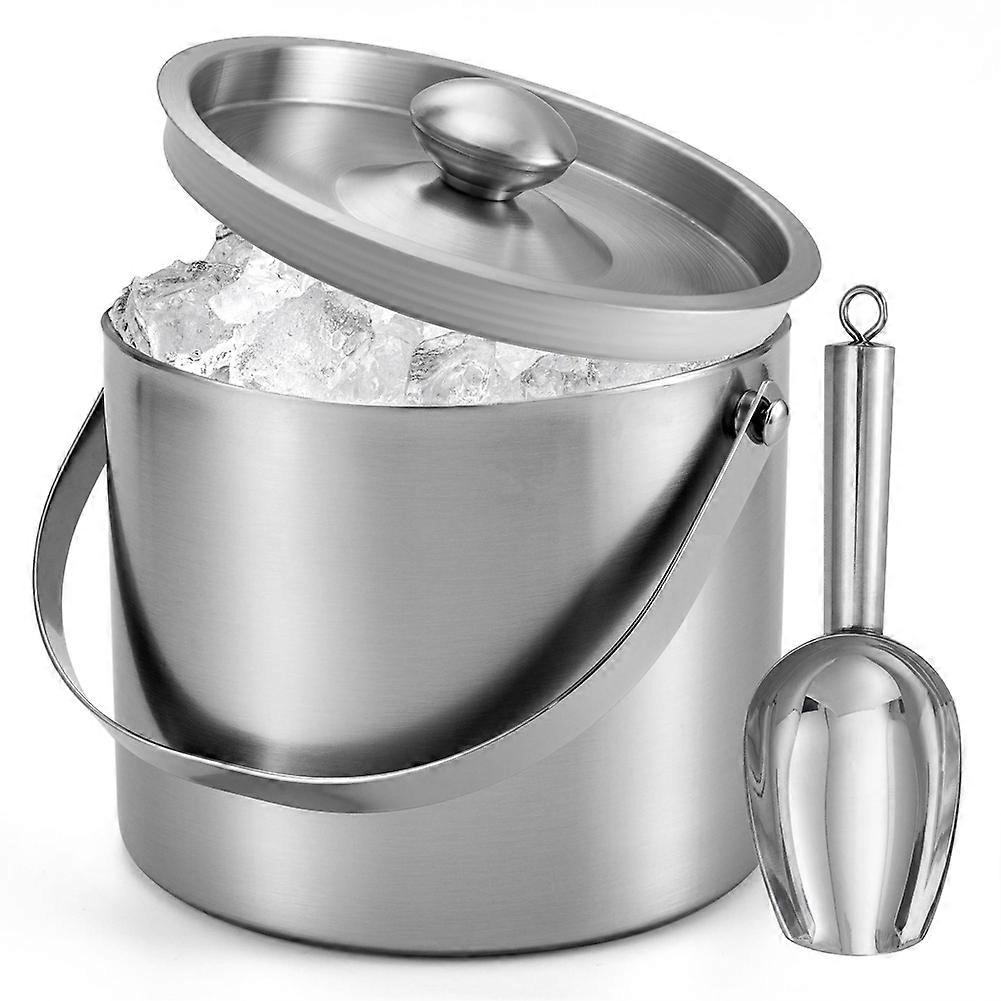Ice Bucket (3 Liter) Stainless Steel Double Wall Insulated Ice Bucket
