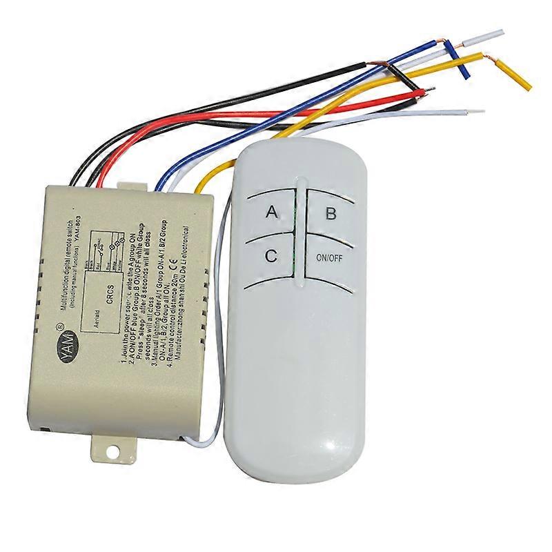 Wireless ON/OFF 3 Way 220V Lamp Remote Control Switch Receiver