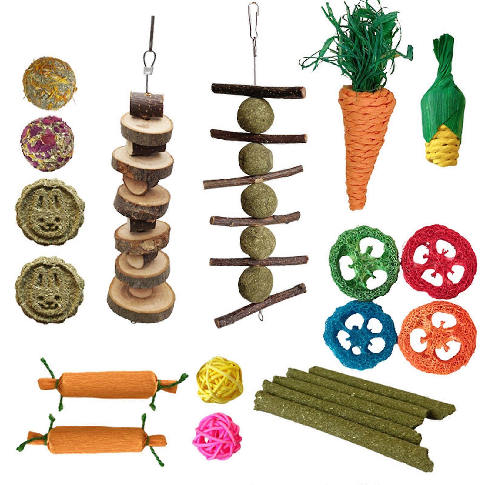 21PCS Interactively Chewing and Play Toy to Alleviates Boredom for Hamster Bird and Rabbit Keep Small Rodents Energy
