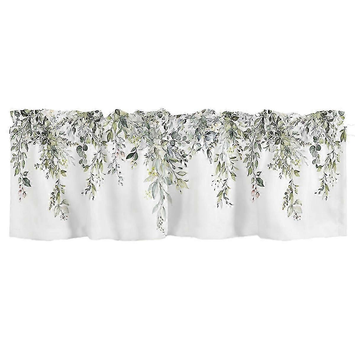 Sage Green Curtain Valance for Windows Watercolor Eucalyptus Leaf Rod Pocket Valance Window Treatme