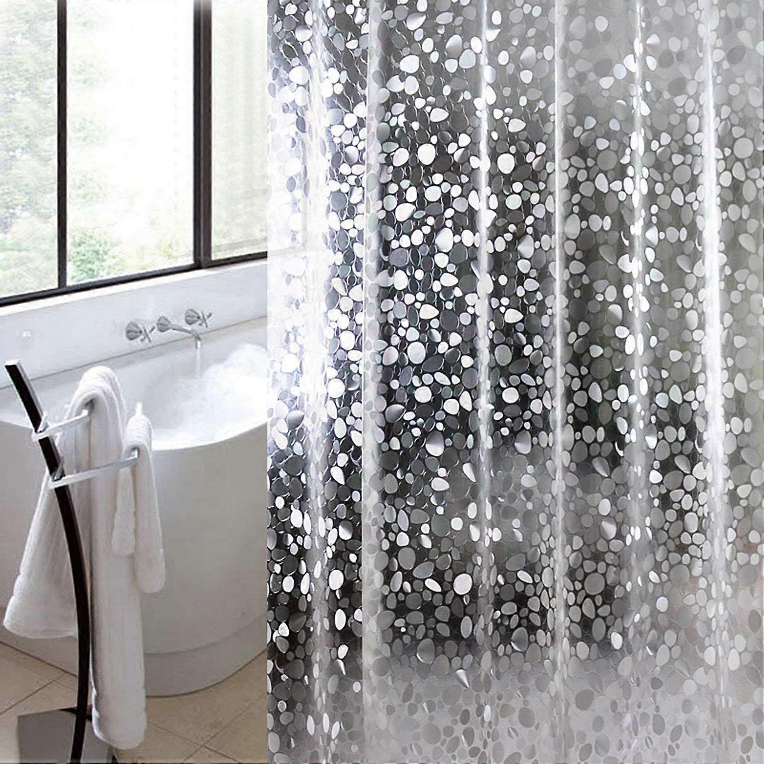 Semi Transparent Shower Curtain Liner 72 x 78 Inch Waterproof Fabric with Rust-Resistant Grommets and Mildew Resistant