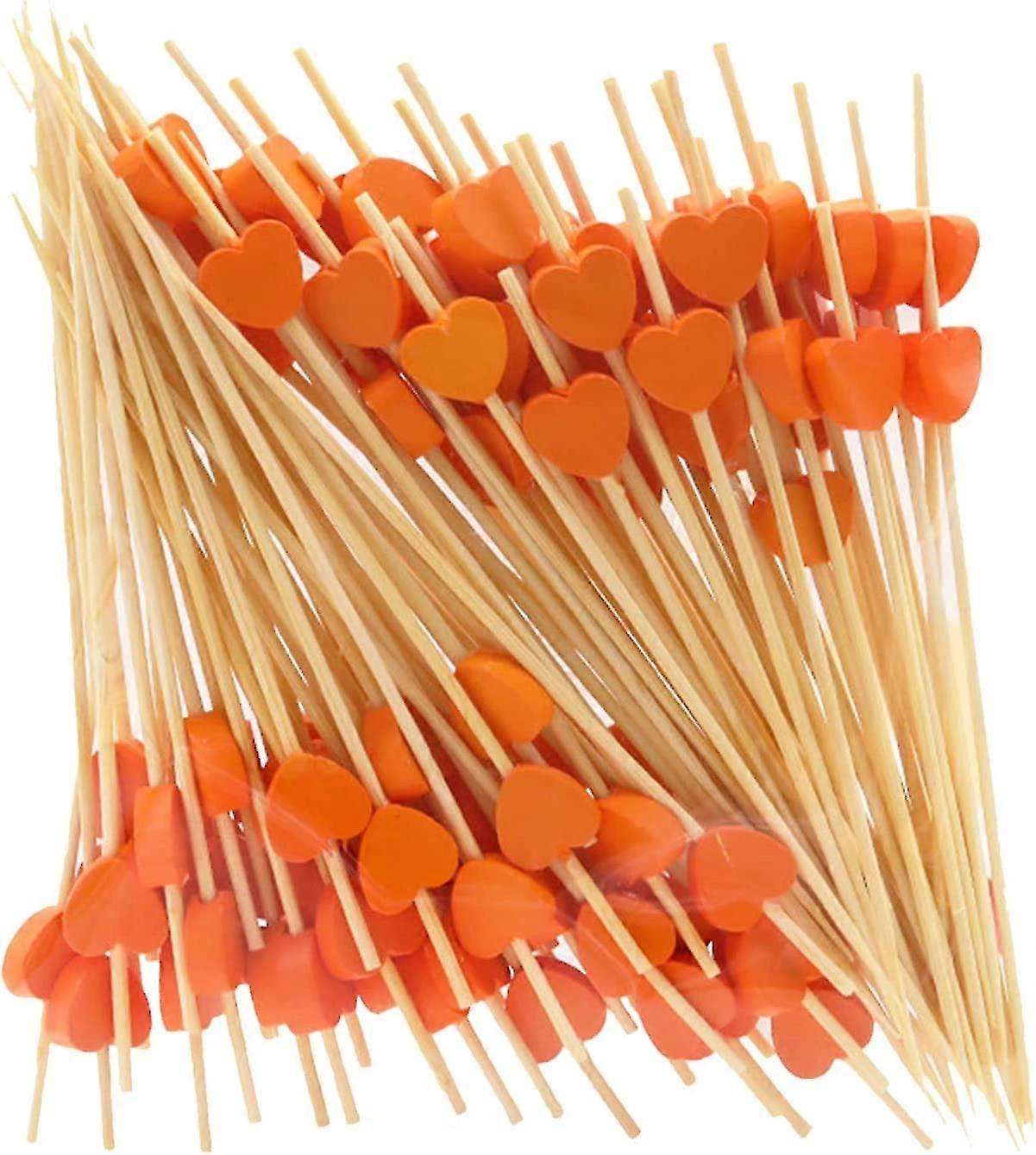 100 12 ס"מ חתיכות שיפודי קוקטייל לב, לאוכל מעוטר, מסיבת יום הולדת קרנבל)