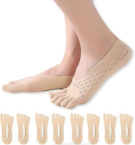 4 toe socks (bare), 5 toe non slip socks, low lined socks Hidden toe split socks