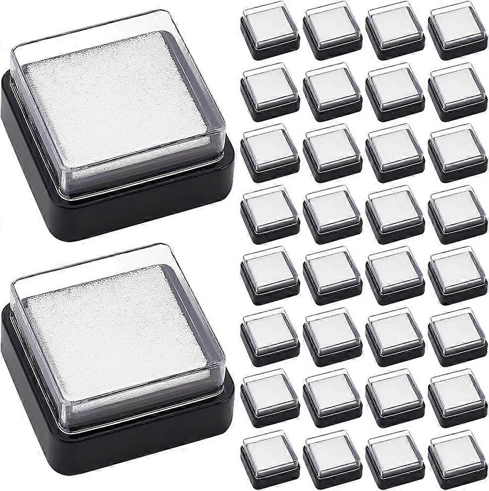 30PCS Empty Blank Ink Pad No Ink Mini Thumbprint Sponge Ink Stamp Pad Black Quick Drying Foam Uninked Pads for Colorful Ink Refill Painting DIY