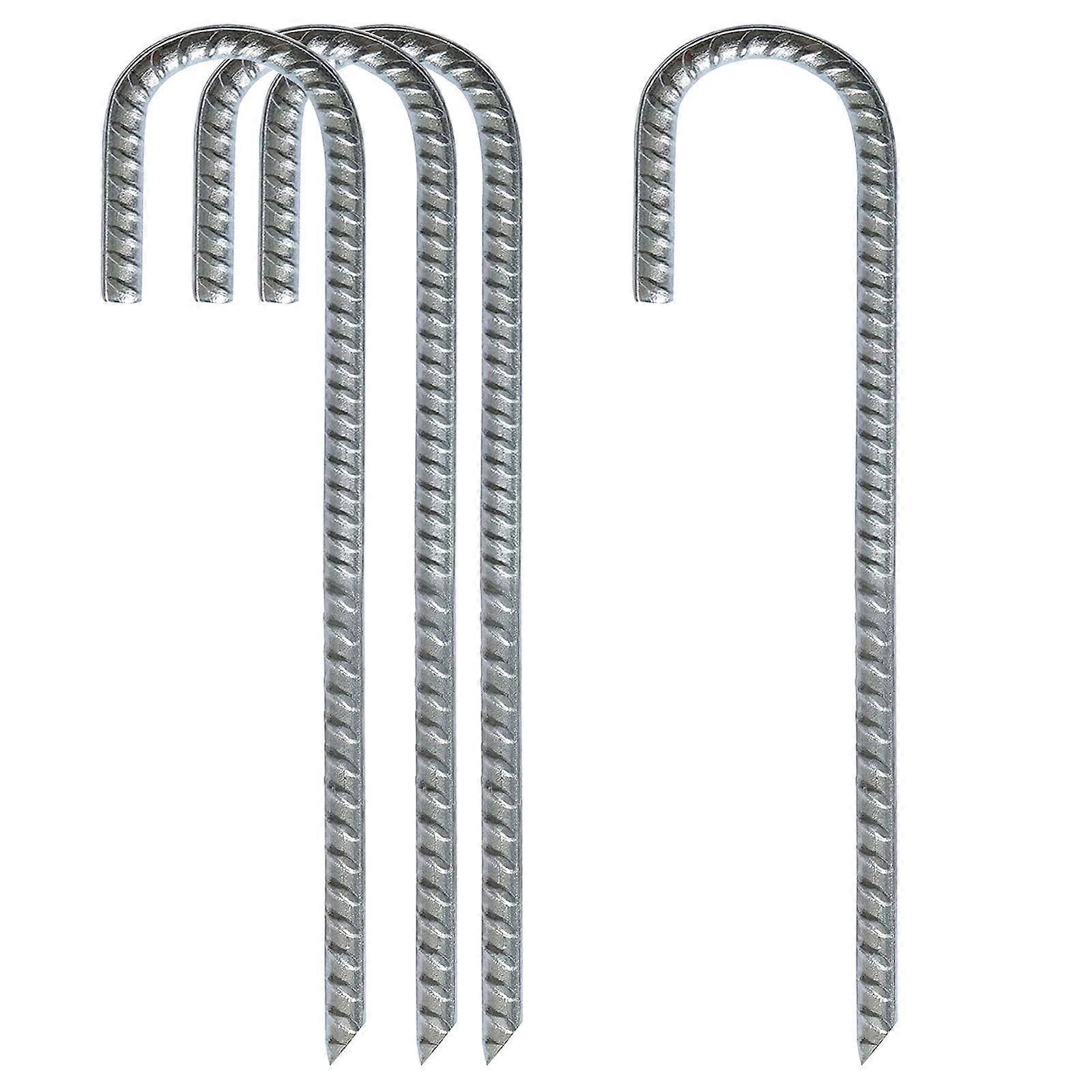 Ground Stakes Anchors Garden Staples Steel Tent Nails Metal Ground Rebar Pegs (12 Inch,4 Pack)