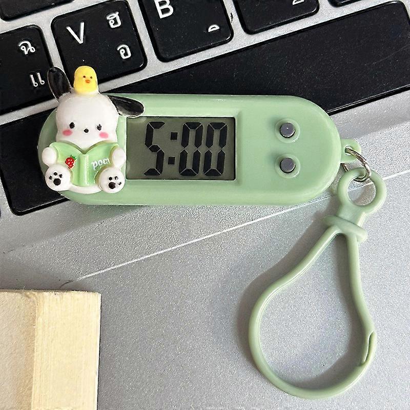 Cartoon Pochacco Digital Clock Mini Electronic Watch Portable Oval Shape Watch Student Test Watch With Keychain