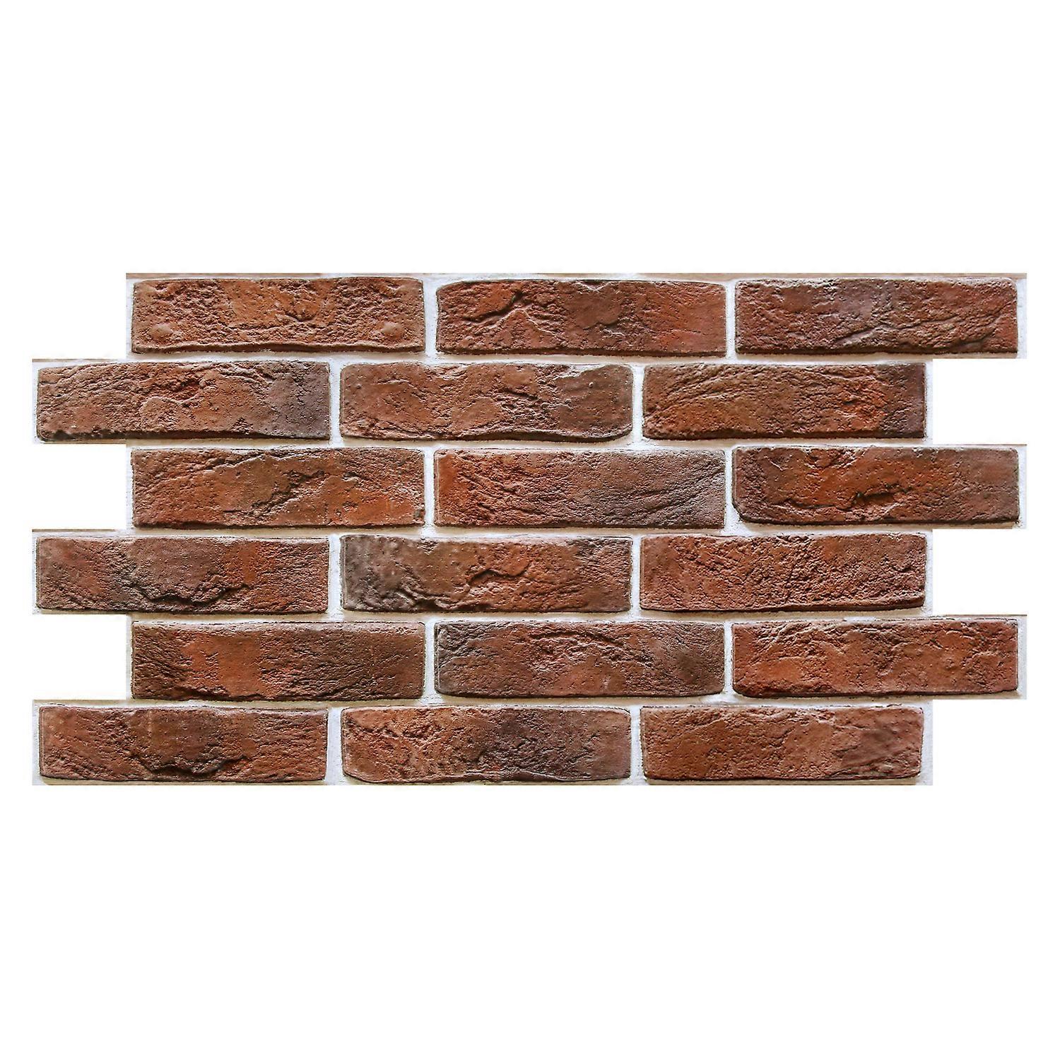 12pcs 3D Self-adhesive Faux Brick Wall Panels, Vintage Red Brick Tile Stickers, Easy to Install, for Bedroom, Living Room, 58x30cm 