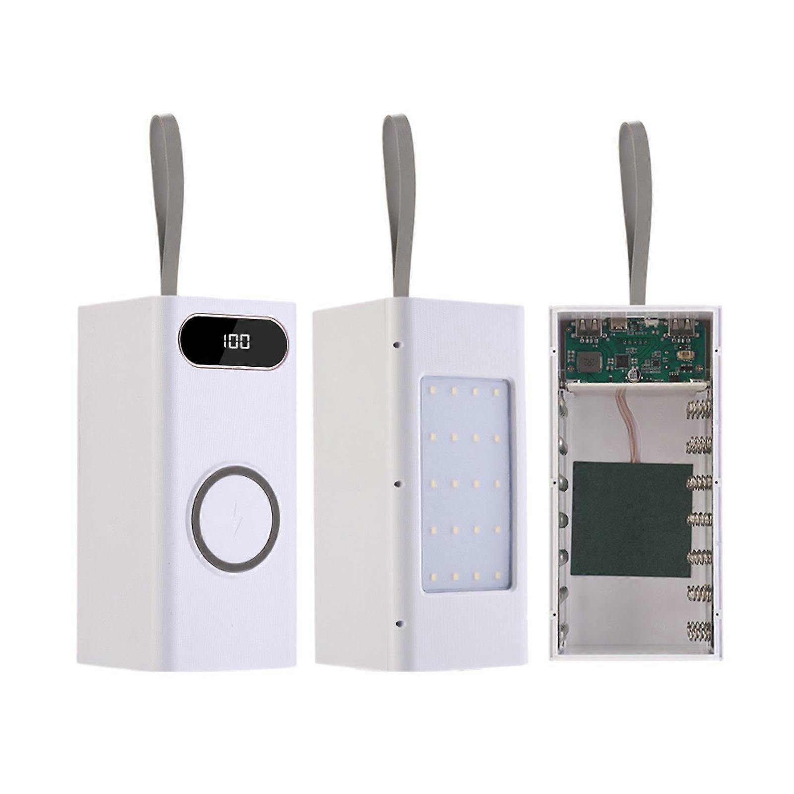 Large Capacity Powers Bank Case Quick Charging Powers Case Protective Shells Powers Bank Protector Plastic Boxes Holder  White