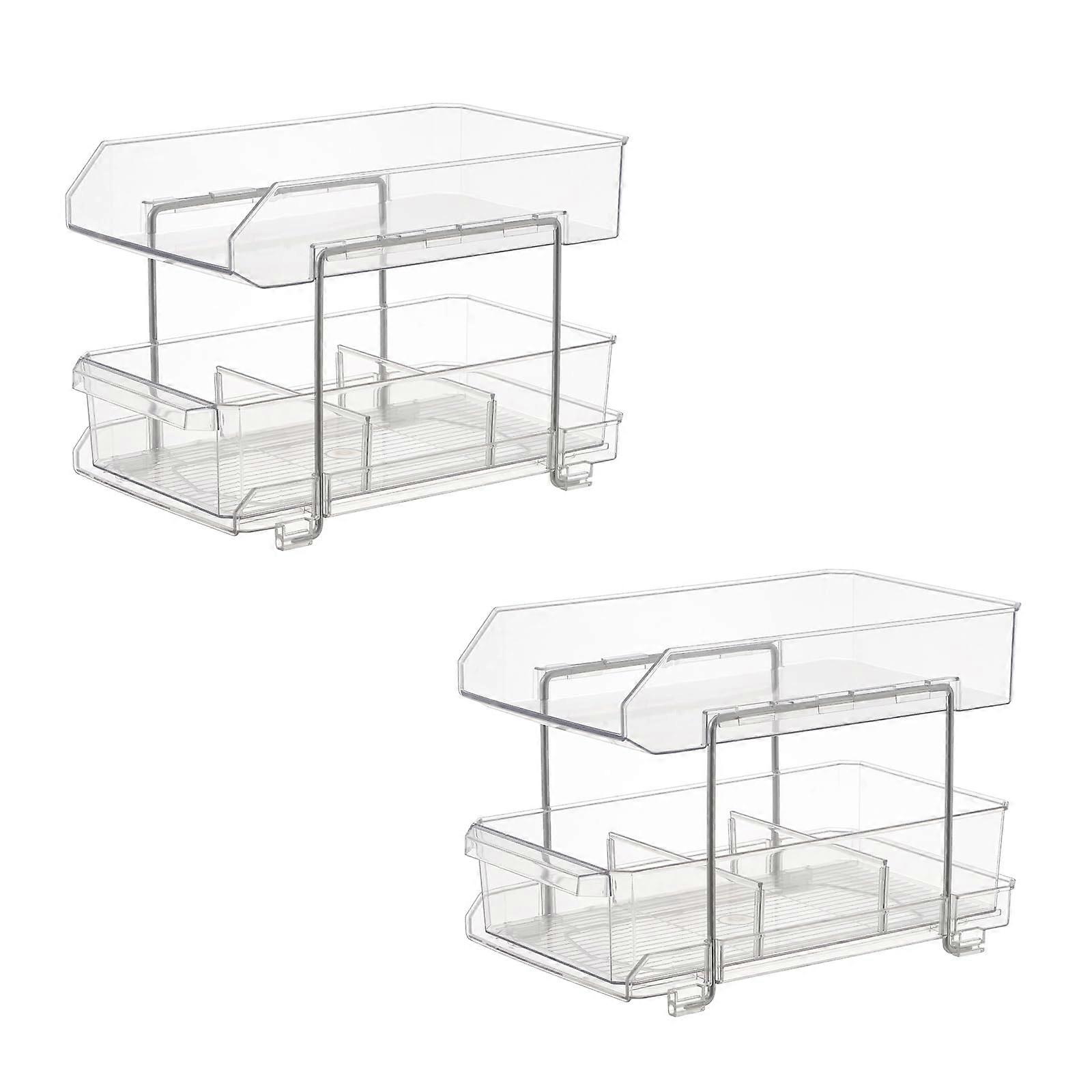 2 Tier Clear Acrylic Bathroom Organizer for Pantry and Kitchen Storage, Stackable, Durable, Easy Clean Design