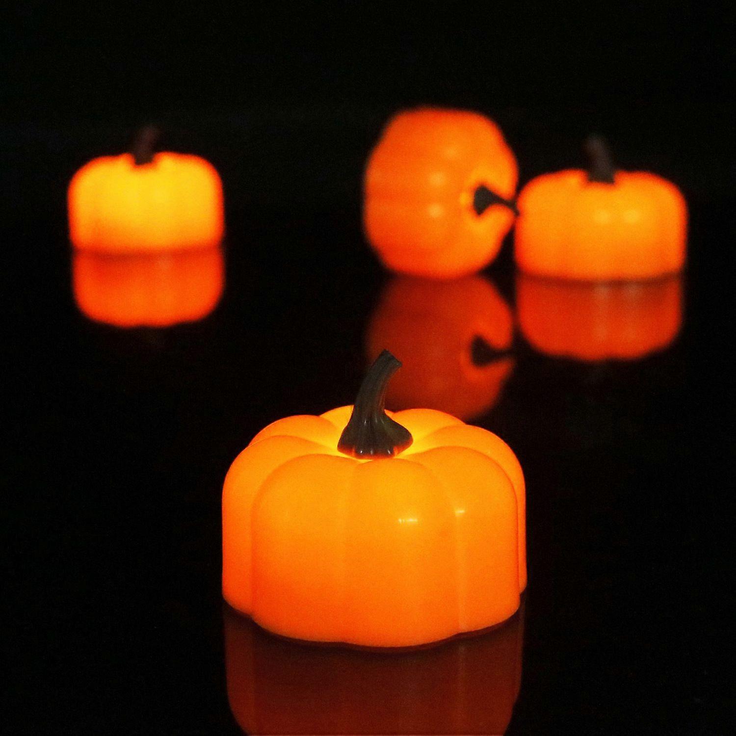 12 Pack LED Pumpkin Lights, Halloween Pumpkins Bat