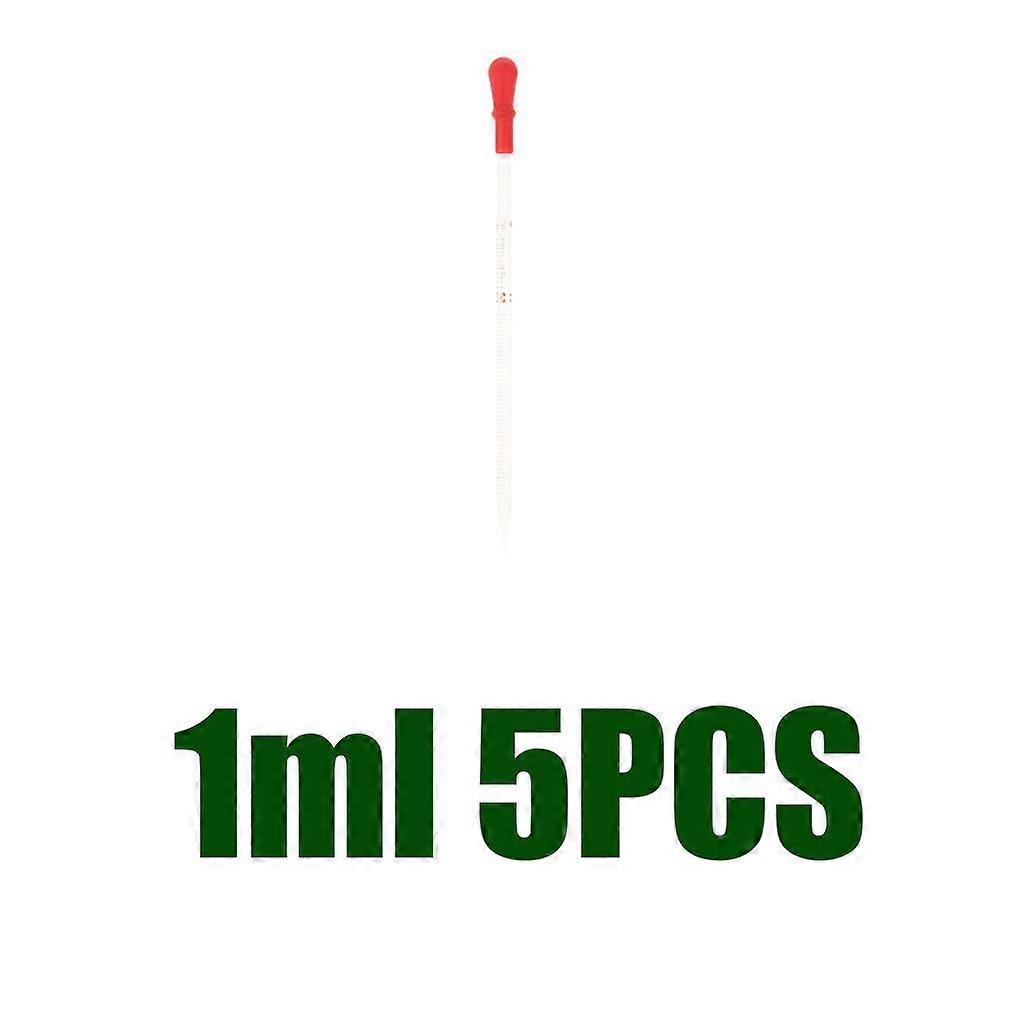5 Pcs 1ml Glass Graduated Dropper Pipettes with Red Rubber Cap,