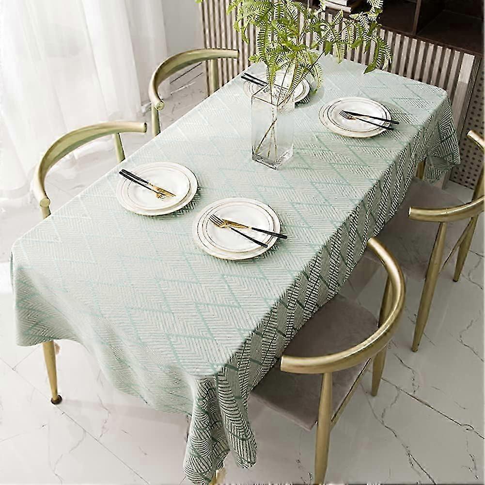 Square Tablecloth with Tassel Luxury Jacquard Decorative Table Cloth Farmhouse Embroidered Washable Table Cover for Kitchen Dining Party Holiday (Gree