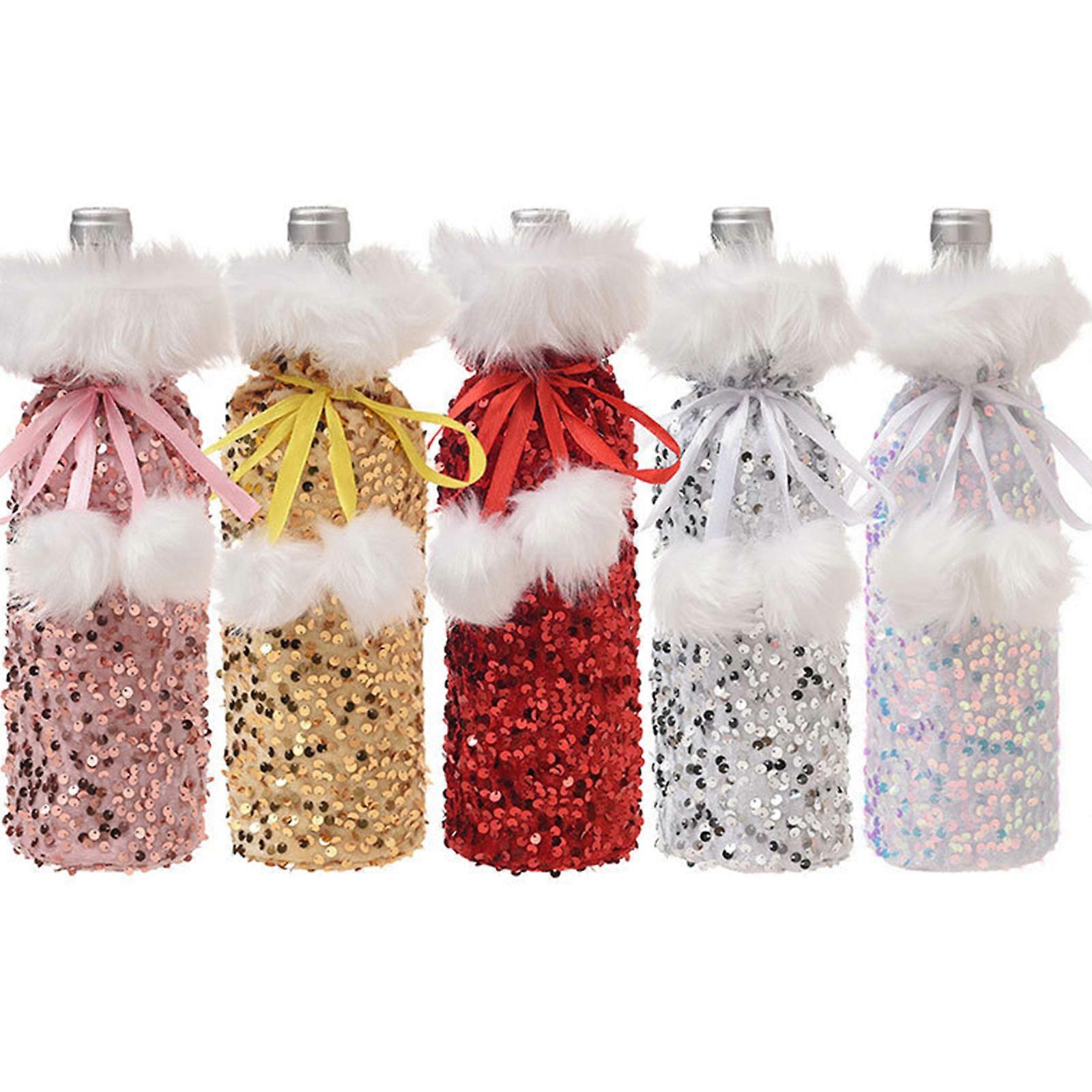 Sequin Wine Gift Bag 1Pack Reusable with Drawstrings Glitter Bottle Covers for Christmas Wedding Birthday