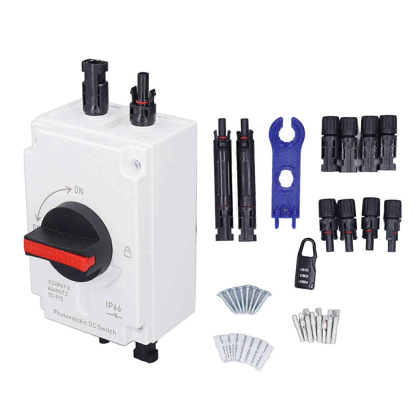 4P Solar Disconnect Switch Photovoltaic Circuit Isolator for Power System IP66 Waterproof DC1200V 40A