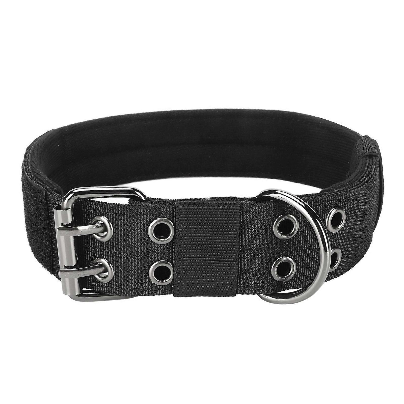 Dog Adjustable Heavy Duty Buckle Pet Dog Collar with Hook Loop for Medium and Large Dogs Black