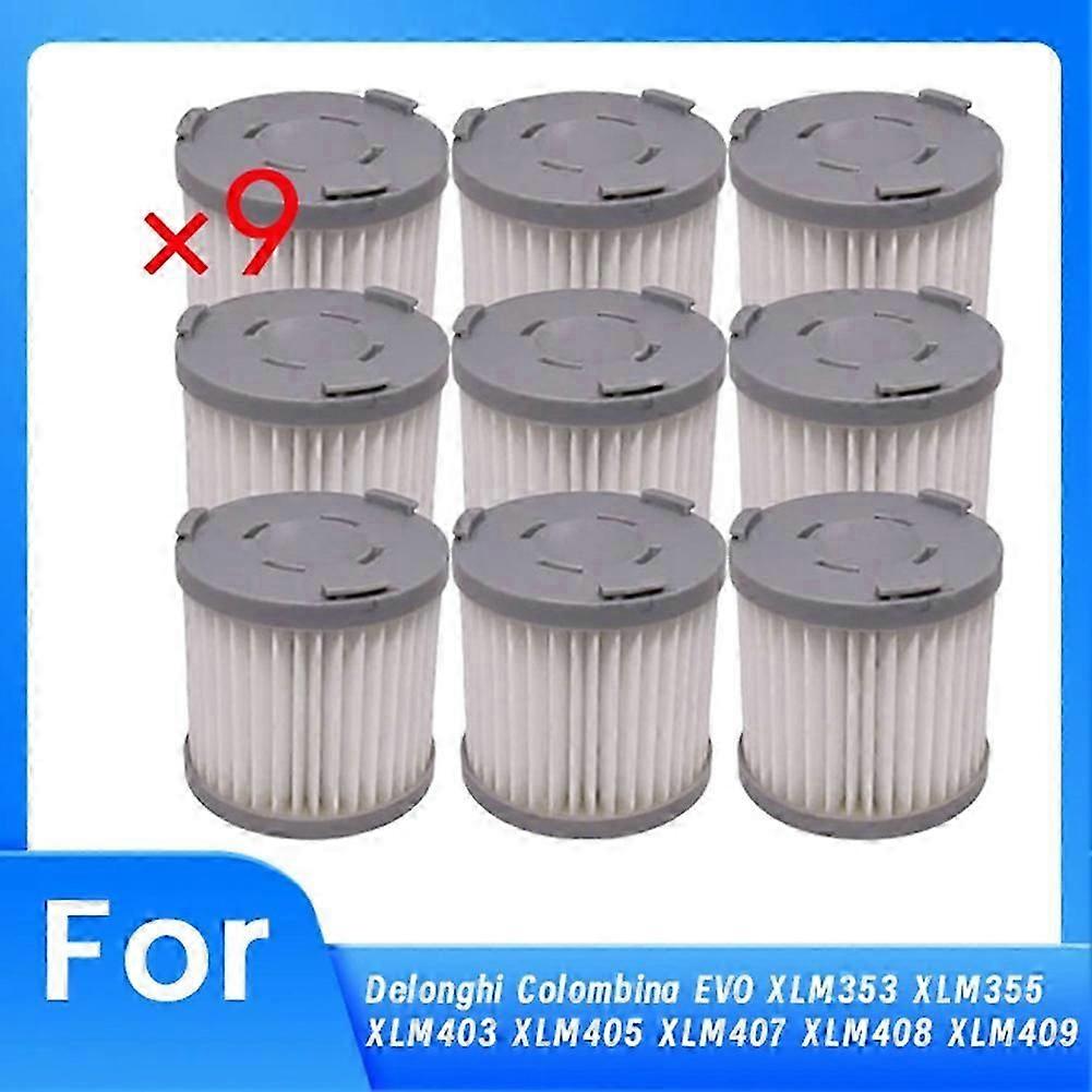9 Pcs Hepa Filter for Delonghi Colombina EVO XLM353 XLM355 XLM403 XLM405 XLM407 XLM408 XLM409 Replac