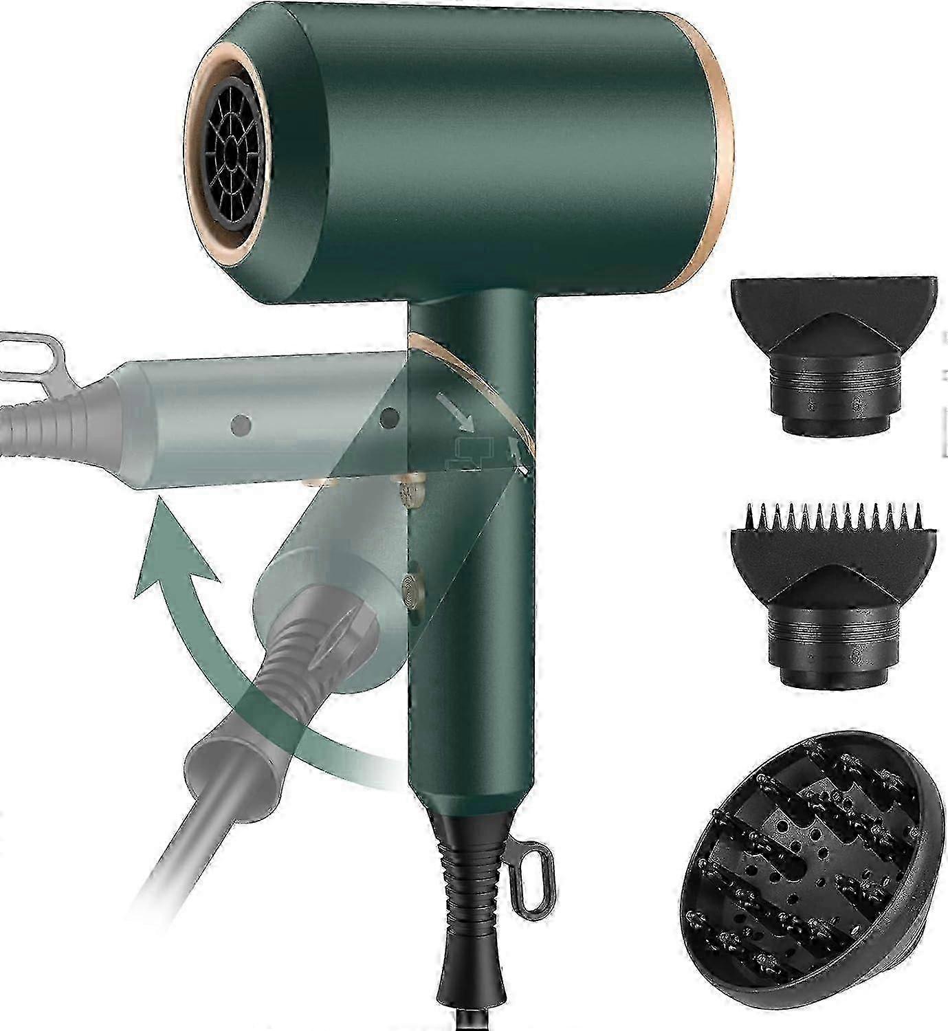 2025 2000W Foldable Travel Hair Dryer - Ionic Lightweight Design with 2 Nozzles & Diffuser