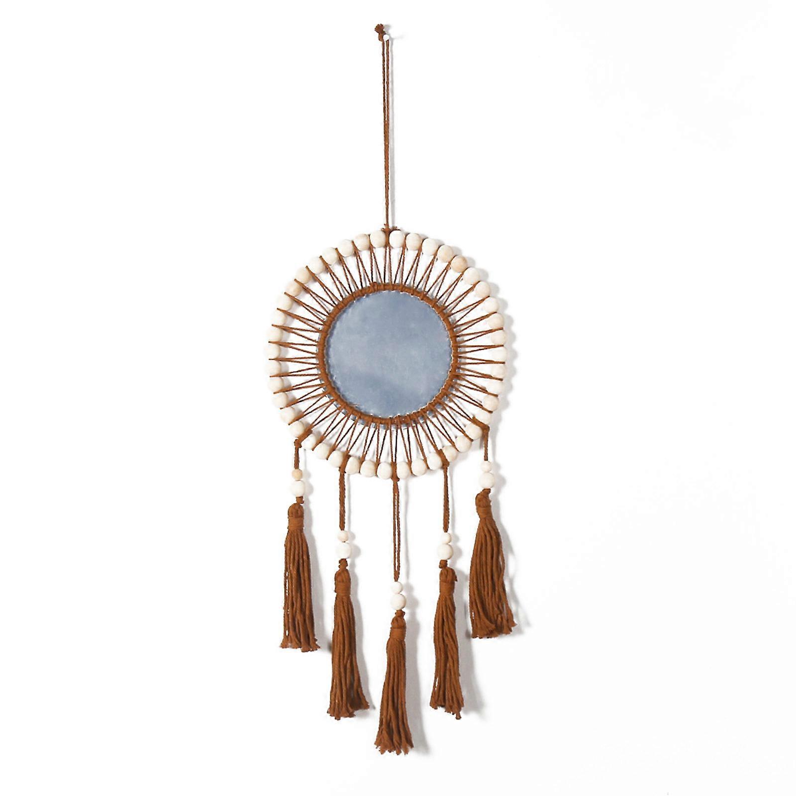 Large Macrames Round Mirrorr Decorative Mirrorr Living Room Bohemian Tapestry Mirrorr Wall Hanging for Home Decor