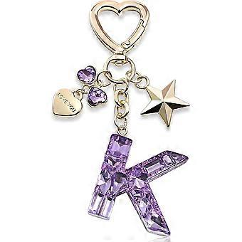 Cute Bling Keychain initial Letter Butterfly Star Pink Purple Gift for Women Girls Bag Cup Charms Accessories