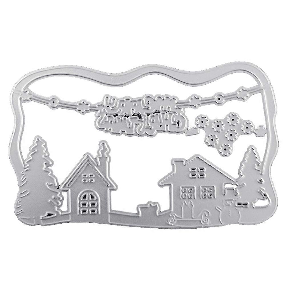 Καλά Χριστούγεννα Σπίτι Μεταλλικά Κοπτικά Μήτρες Στένσιλ DIY Scrapbooking Άλμπουμ Χαρτί Πολύχρωμο