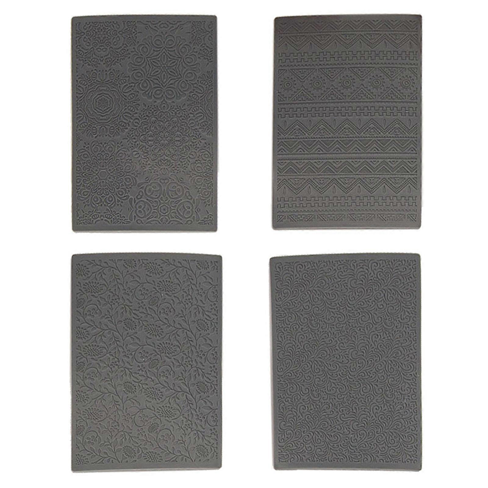 4pcs Flower Designs 3D Embossing Folders Plastic Scrapbooking Template Fondant Indentation Board Album Paper Card Making