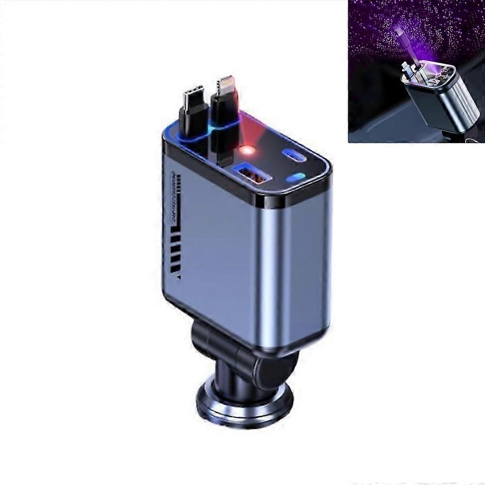 StarCharge 4-w-1 - Wysuwana ładowarka samochodowa z oświetleniem dachowym w kształcie gwiazd