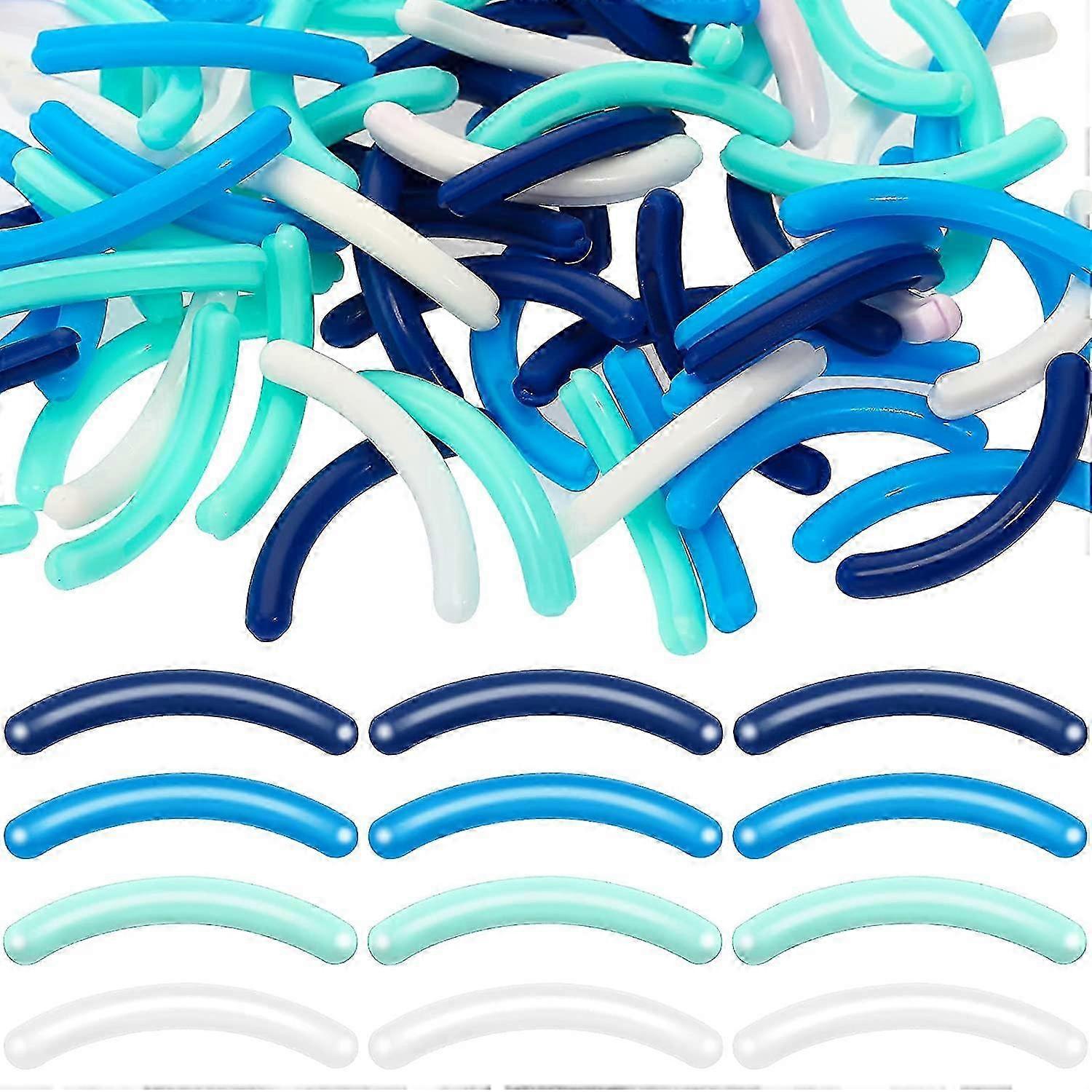 80 Pieces Soft Replacement Refills for Universal Eyelash Curlers in White, Aqua Blue, Blue, and Dark Blue