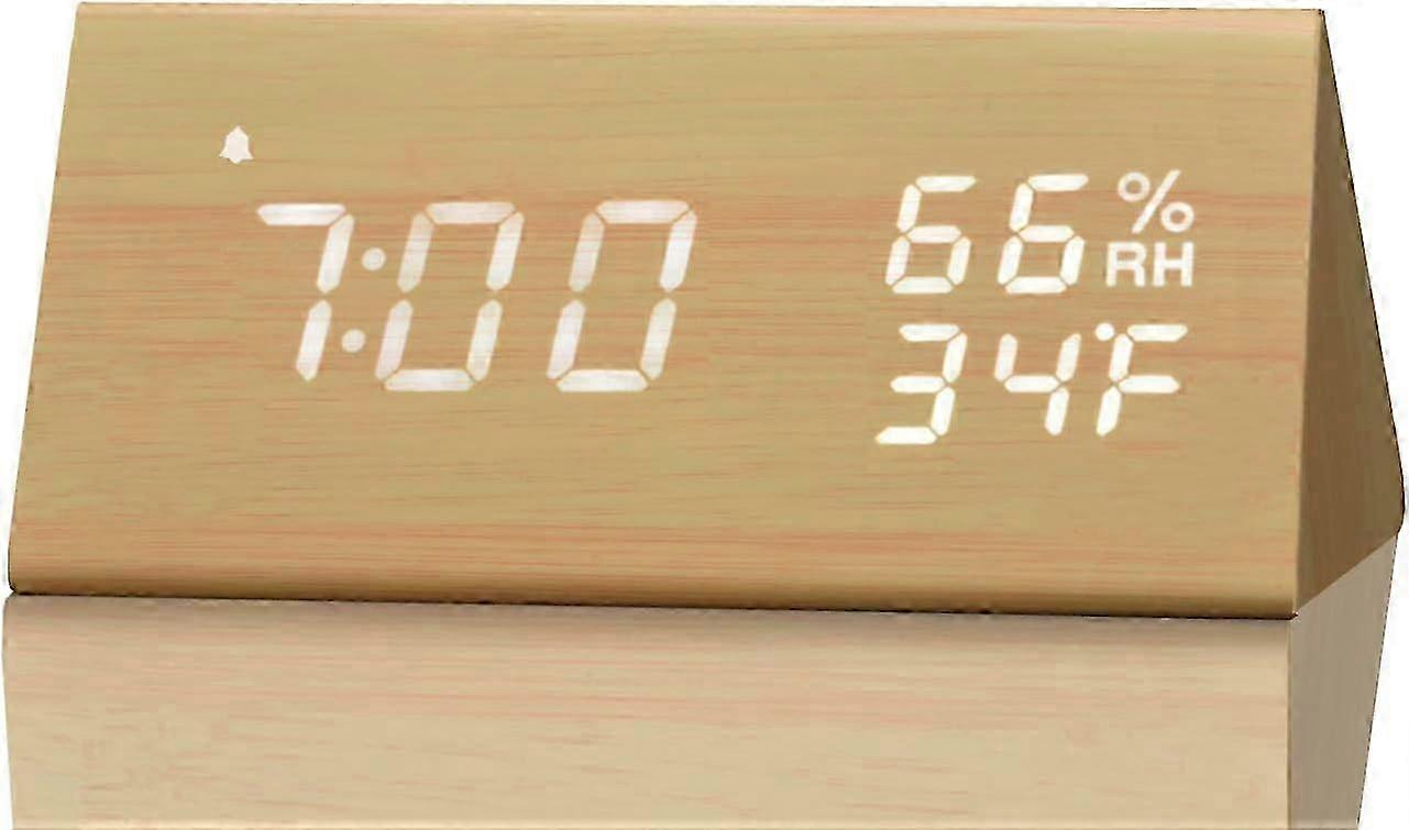 Wooden Electronic LED Time Display Digital Alarm Clock with Three Alarm Settings, Suitable for Various Home Decor Styles