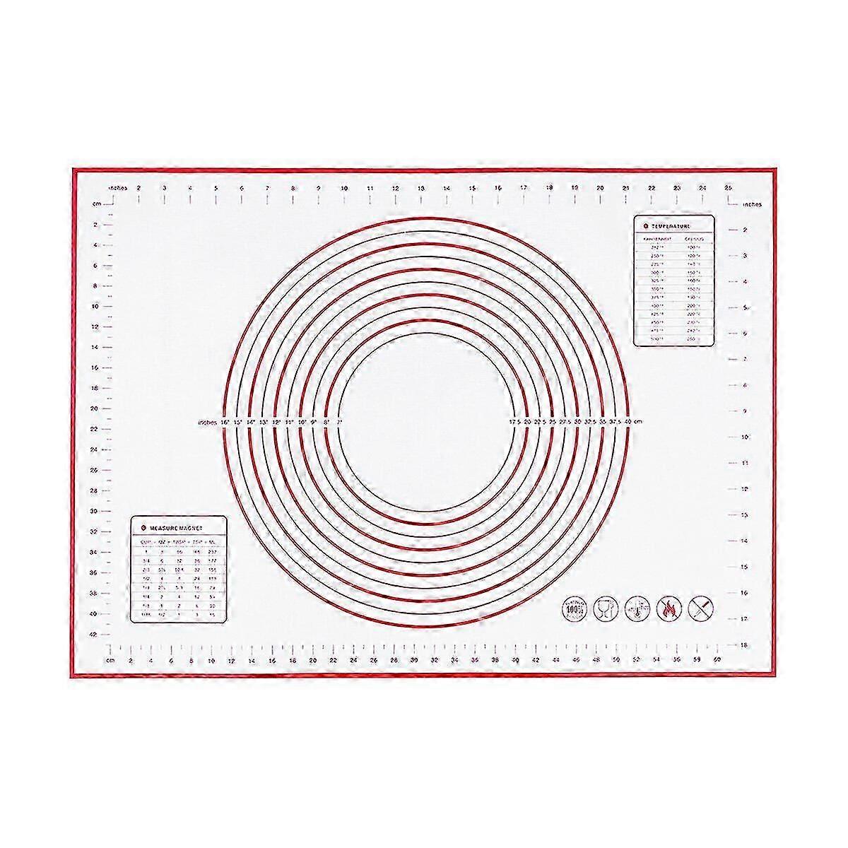 Extra Large Thick Silicone Baking Mat with Measurements, Non-Stick Pastry Rolling Mat - 50x70cm (Red, Random Pattern)