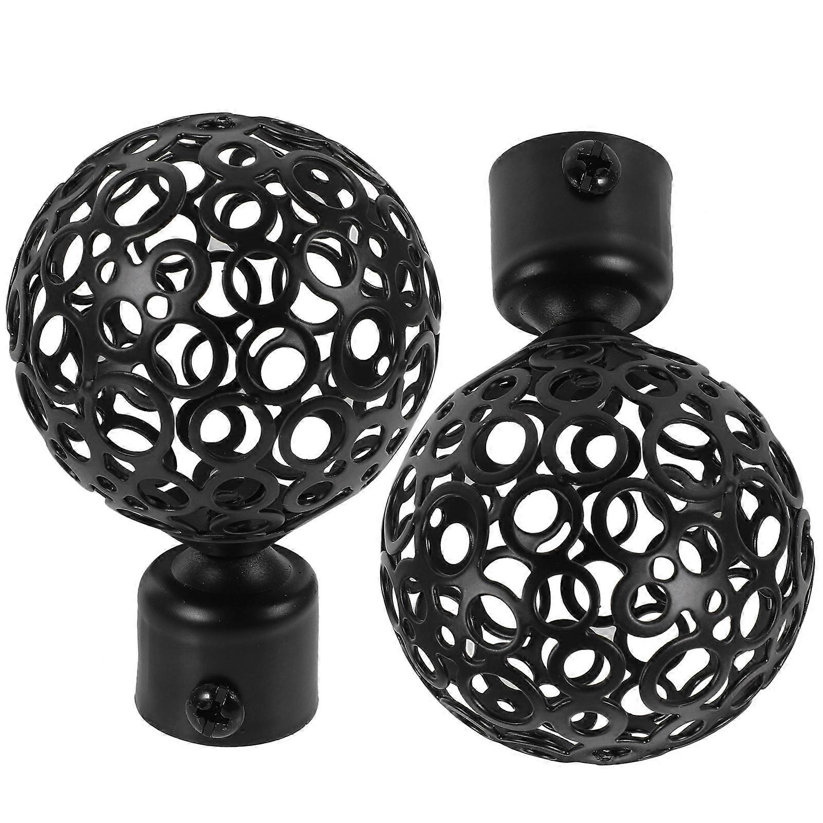 These **Black Decorative Curtain Rod End Caps** are stylish and functional accessories designed to enhance the appearance of your curtain rods while