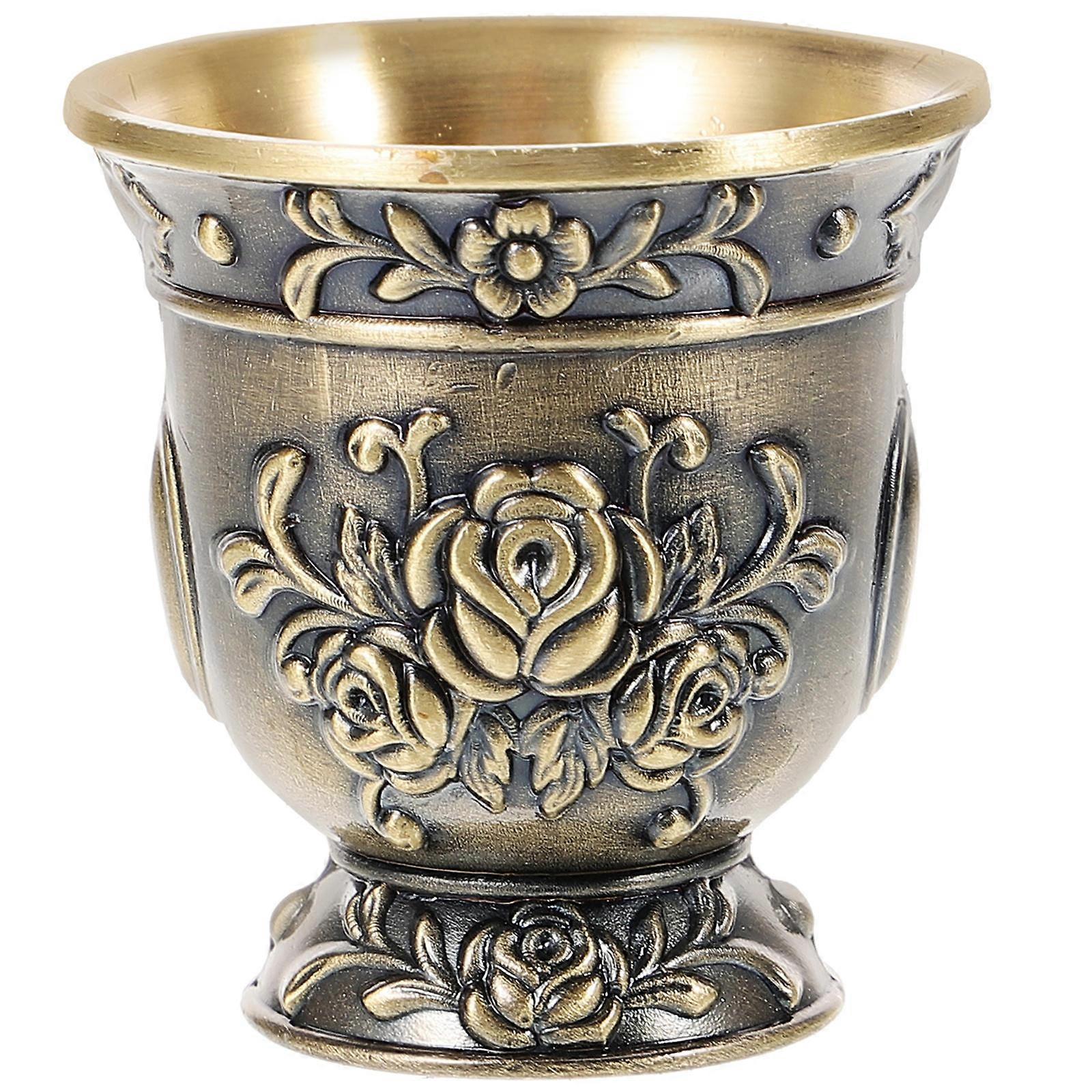 Vintage Metal Tea Cup Imitation Ancient Design for Tea, Sake, and Spirits, Chinese Style Liquor Container for Gifting and Entertaining