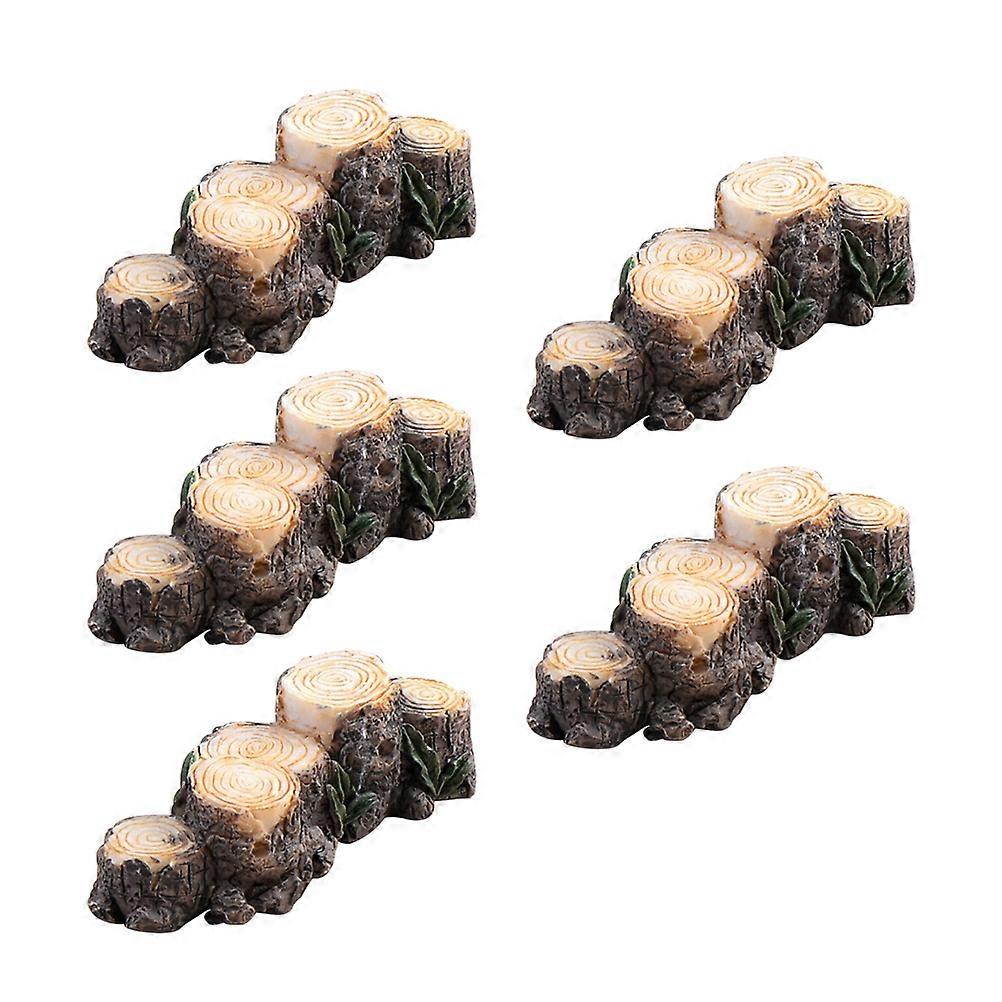 Stump Decoration Resin Ornaments Miniature Garden Ornaments Cactus Shape Coffee 6.5x2x2 Cm 5Pcs