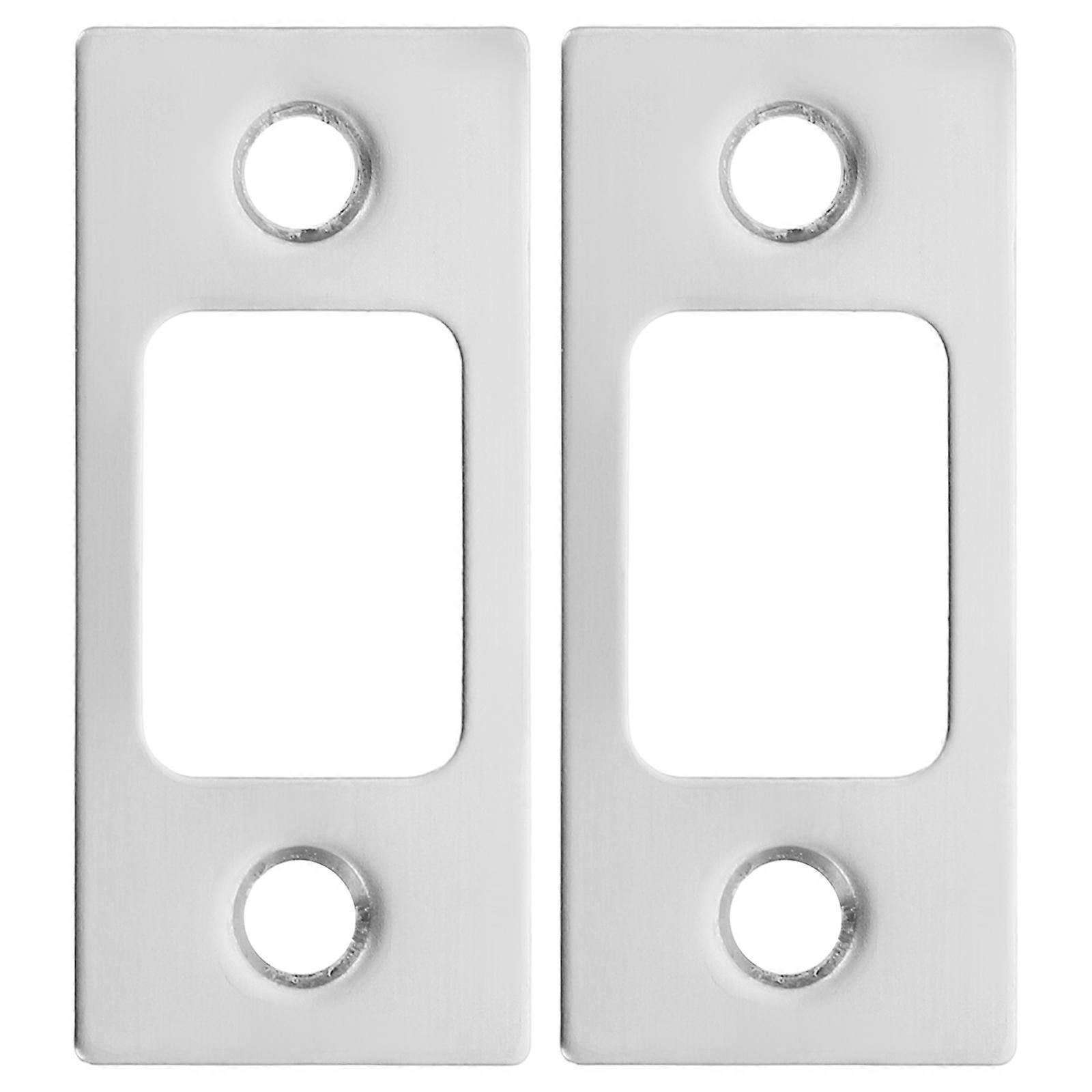 Dead Bolt Strike Plate Door Reinforcement Lock Compatibility Silver 5.7X2.5cm Quick Installation 2Pcs