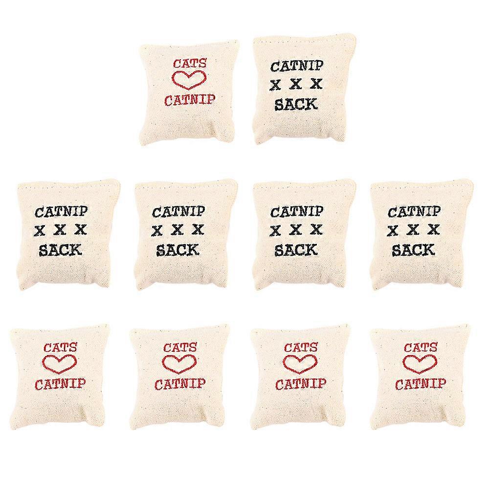 Funny Cat Toys Cat Supplies For Indoor Cats Catnip Canvas Sachet Khaki 8x8x3 Cm Interactive 10Pcs