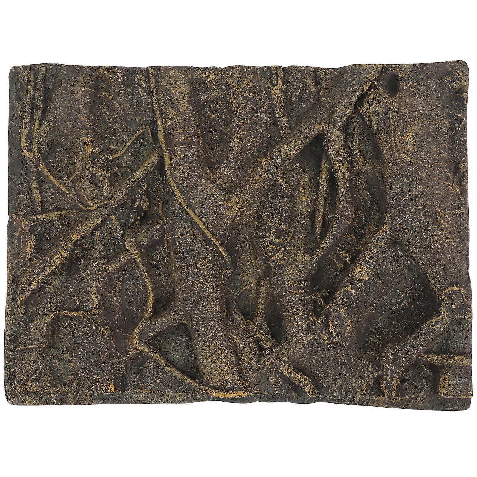 Fish Tank Accessories Realistic Style Background Plate for Aquarium Non-Fading Brown 23.6X17.7X2.4in 1Pcs