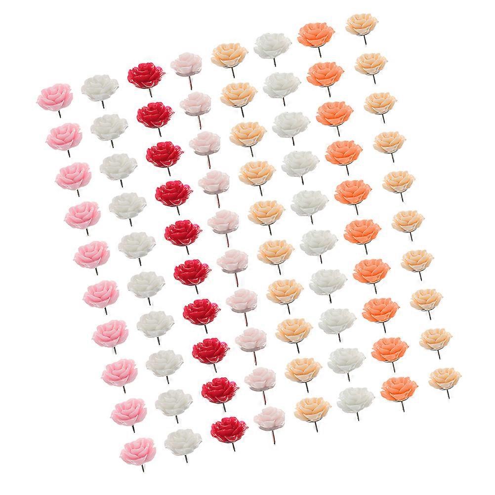 Daily Use Pushpins Multi-Function Thumb Tacks Home Supply Rose Shape Resin Steel Wire Replaceable 2Sets