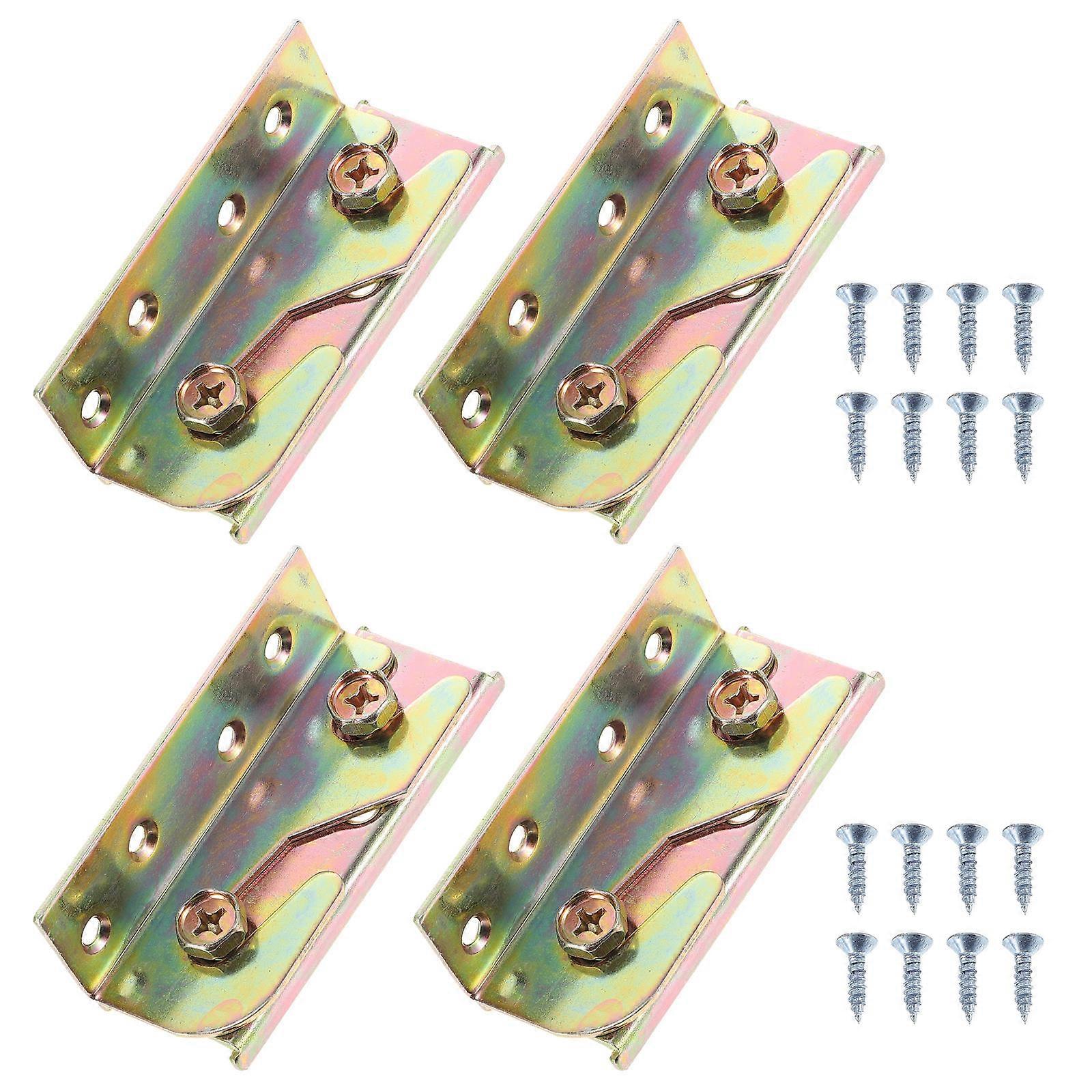 Furniture Components Heavy Duty Bed Rail Brackets for Connecting Wood Rectangular 4Pcs