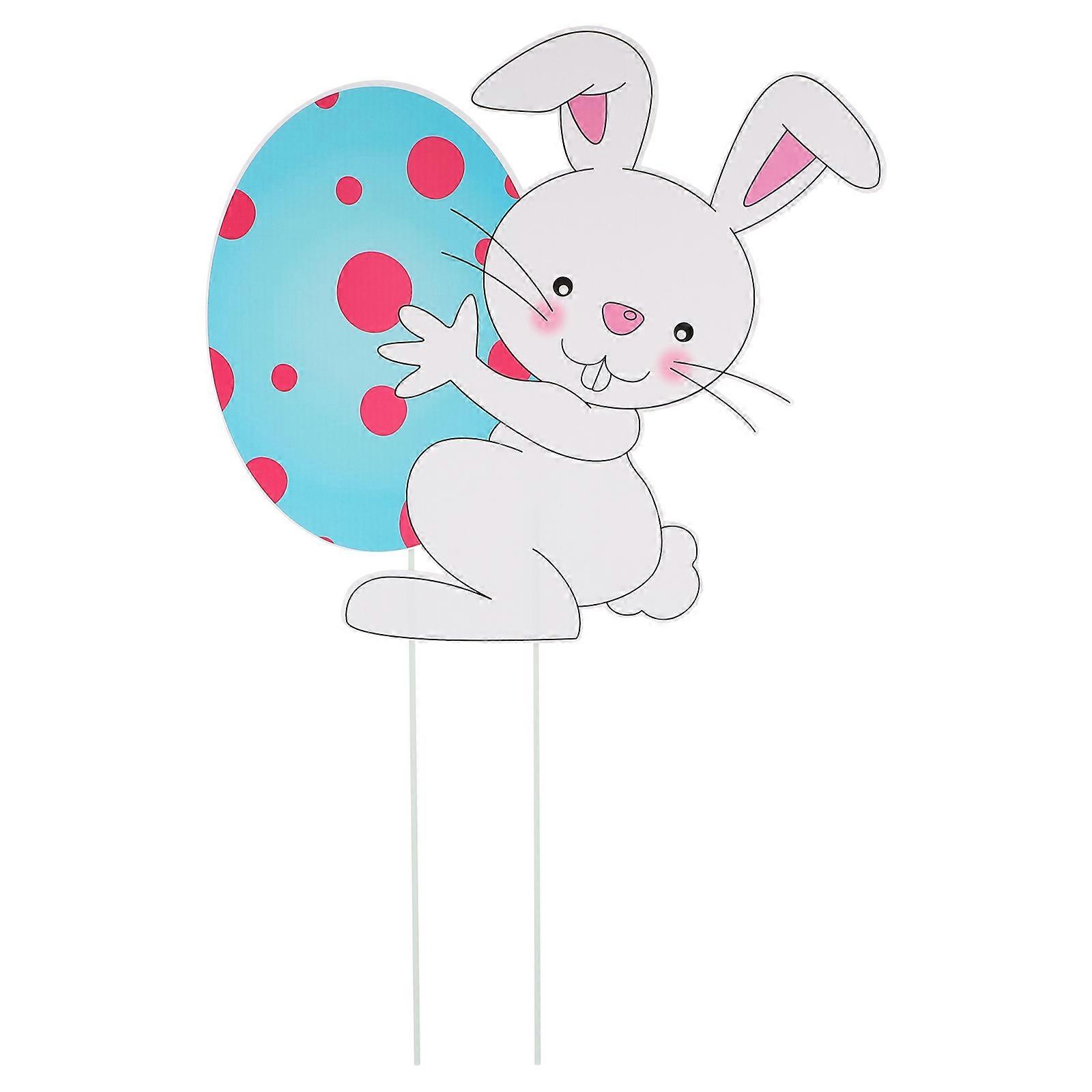 Party Yard Signs Easter Yard Sign White 34x31.5cm Plastic Easter Theme Design 1Set