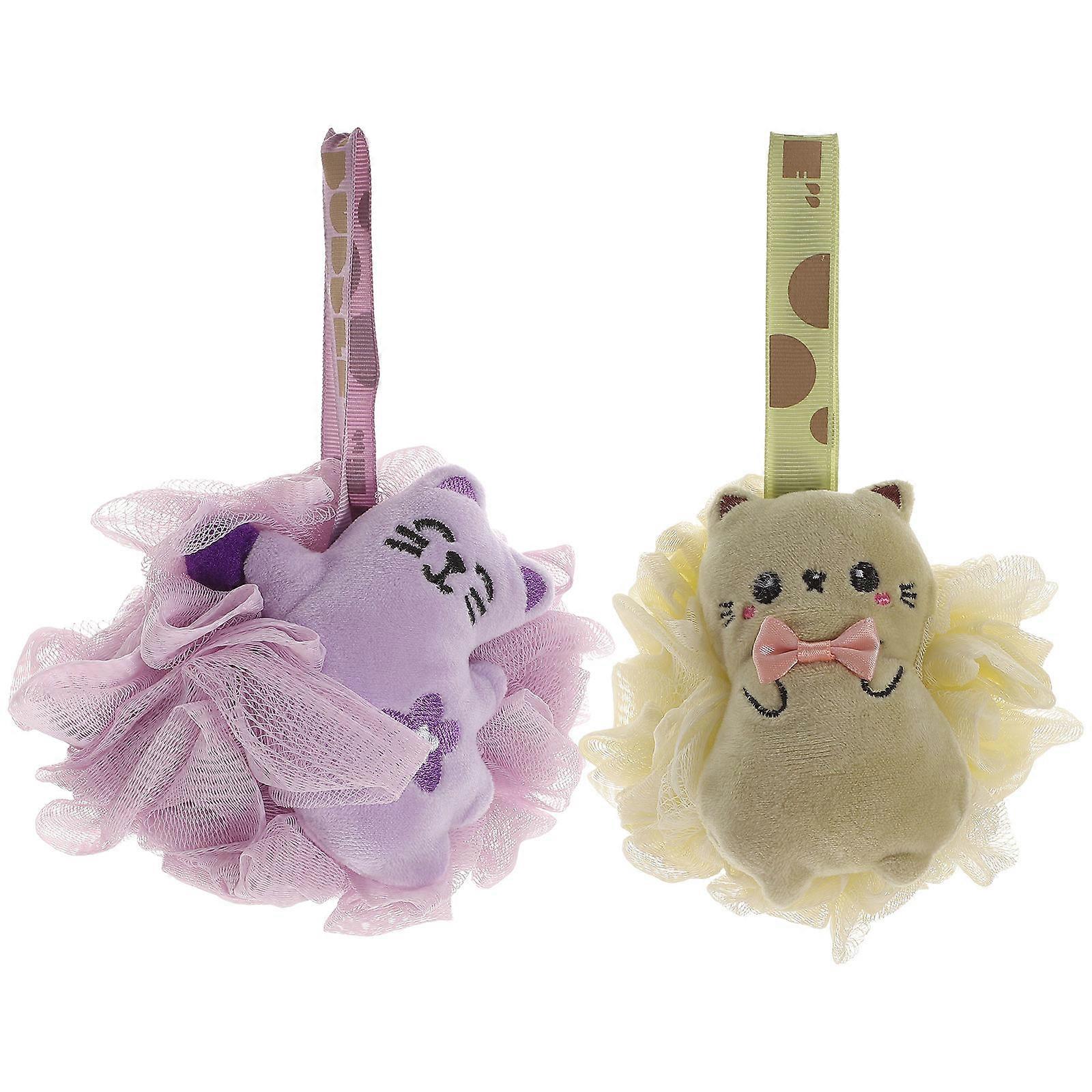 Here's a polished and concise product description based on the details you provided:
**2pcs Cartoon Bath & Shower Loofahs – Lightweight Body