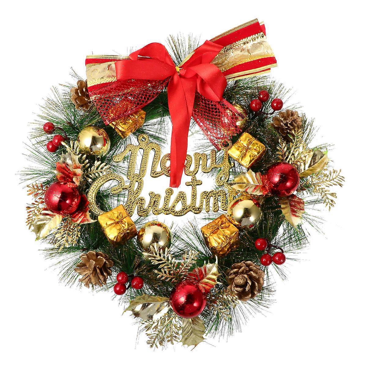 Christmas Wreath Indoor Red Plastic Circular Decoration For 30cm 1Pc
