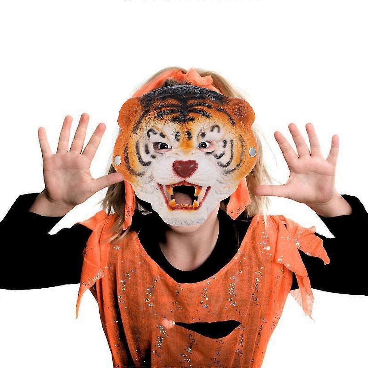 Masquerade Prop Tiger Mask Multi 22x20.5x0.5cm Halloween Costume Accessories 1Set
