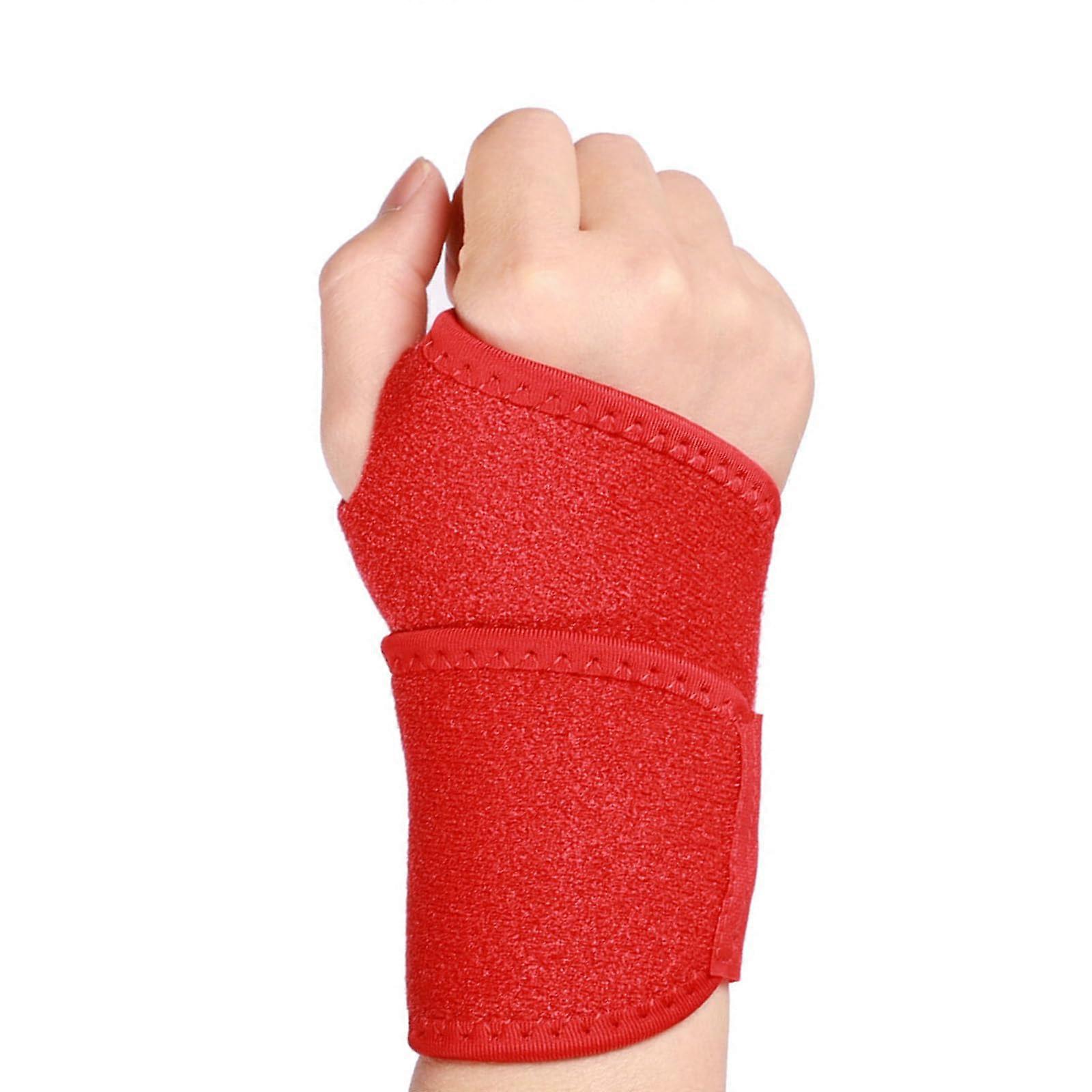 Thumb and Wrist Support Adjustable Elastic Wrist Compression Wrap for Fitness, Badminton, Basketball (Red)