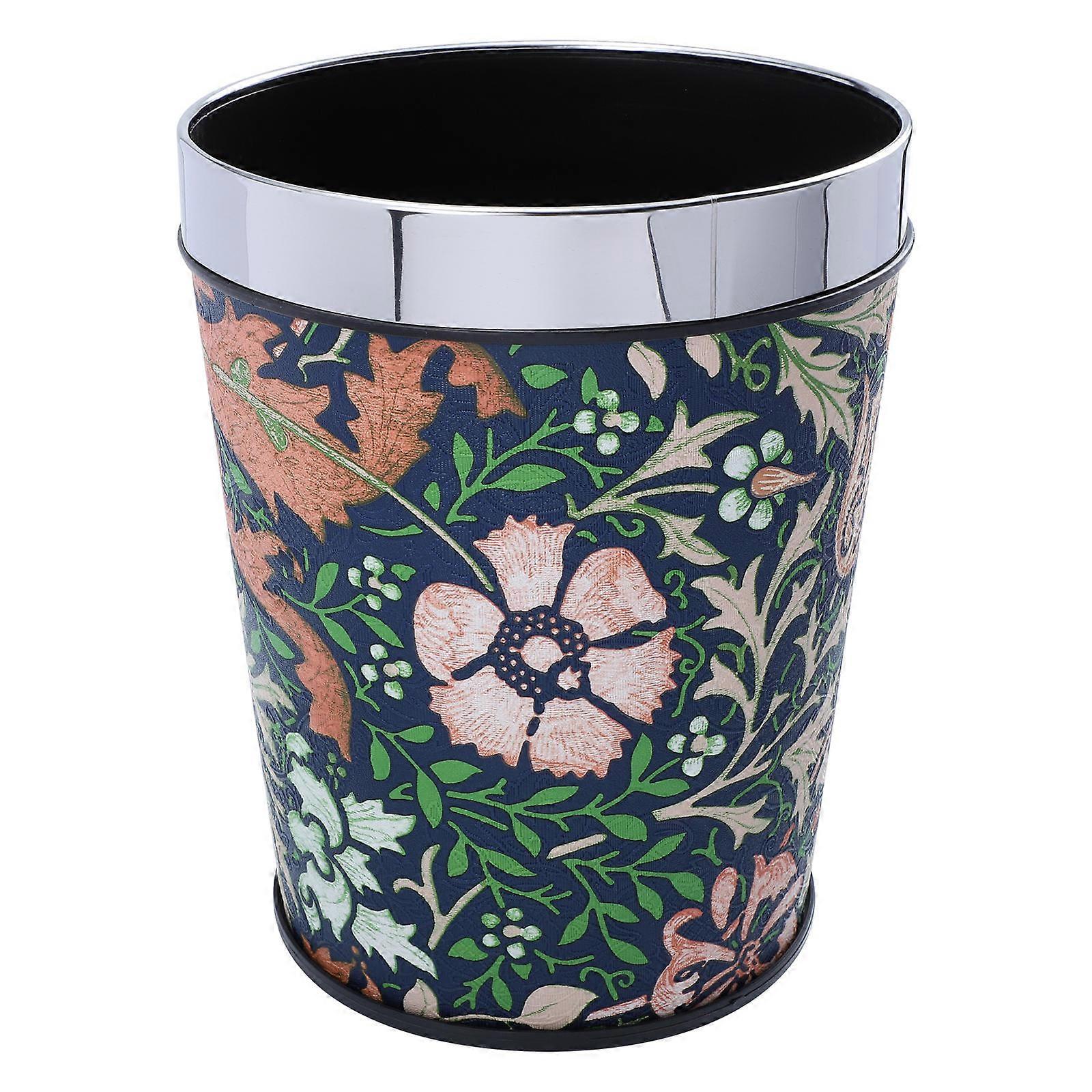 Office Garbage Can Leather Wastebasket European Style Retro Trash Can Home Use 25.5x20cm Storing Waste Paper 1Pack