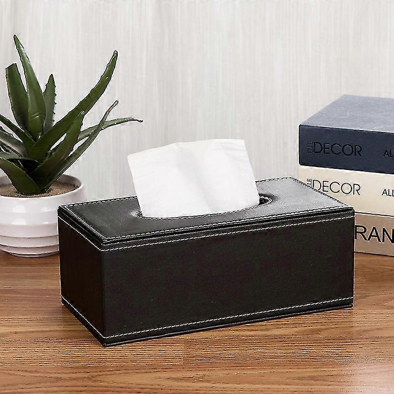 Leather Tissue Box Holder - Rectangular Paper Case for Home, Office, Car Decoration