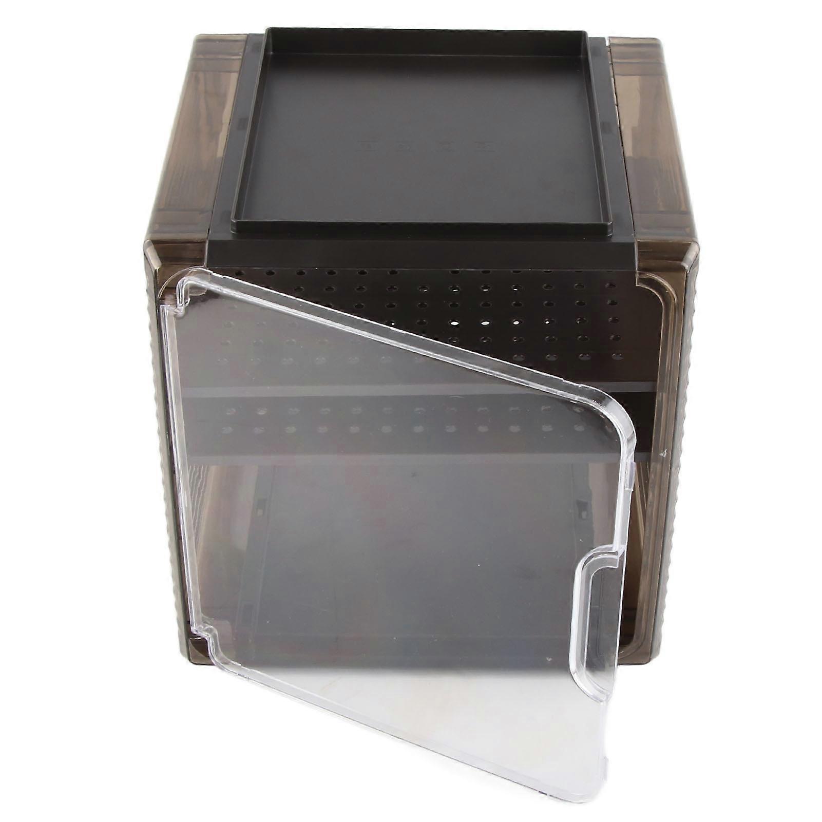 Cup Storage Holder, Dustproof, Stackable, Clear Plastic, for Cabinet, Desk, Medium Size, Black