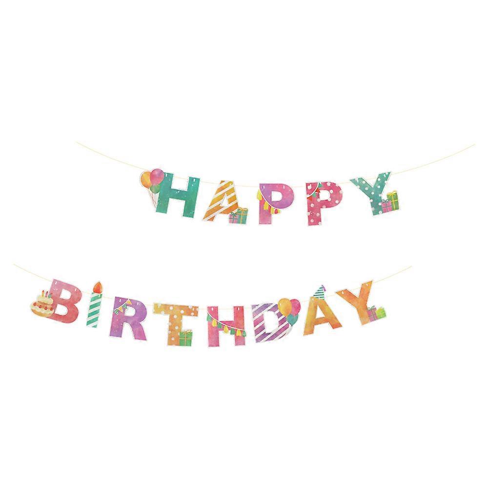 Happy Birthday Hanging Banner Sign Multi Colored 1Set