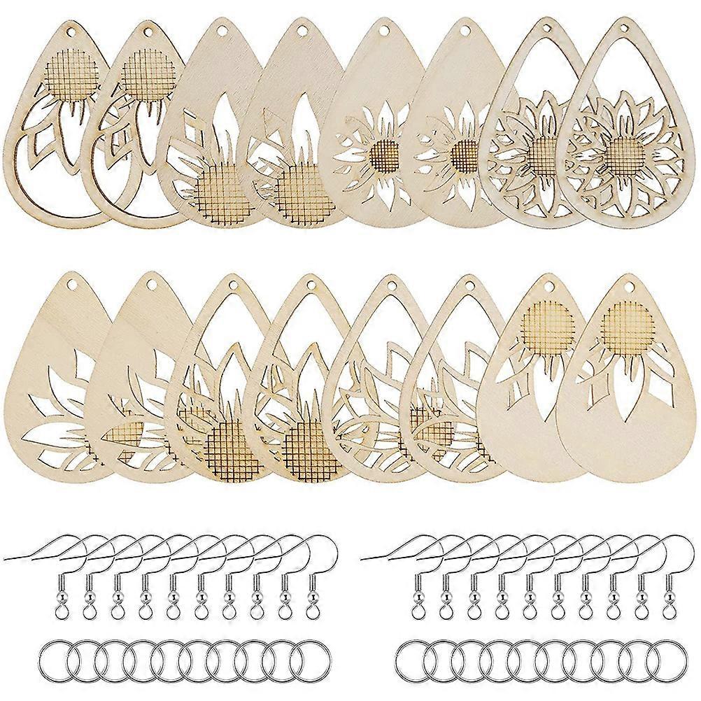 Earring Hook Set Earrings Diy Natural Wood Color Stage Performance 6.8X4.5Cm 1Set