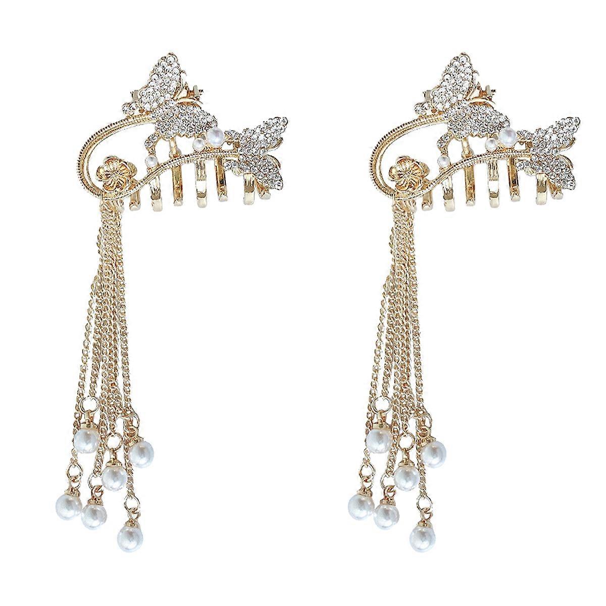 Here's a refined and appealing product description for your **2pcs Butterfly Hair Claw Clips With Dangle Tassels**:
✨ **Elegant Butterfly Hair